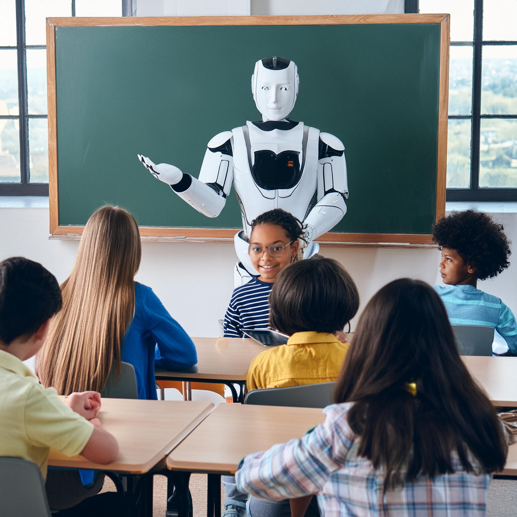 Firefly Un aula llena de estudiantes con un robot como maestro 94866